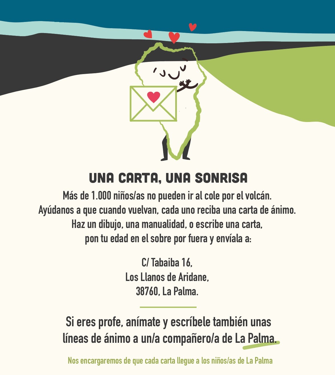 Iniciativa «Una carta, una sonrisa» para los niños y niñas de La Palma